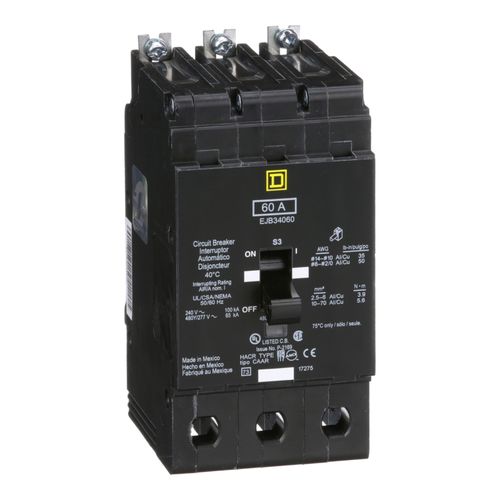 Main product image of 3 Pole Bolt On Miniature Circuit Breaker (60A, 480Y/277V, 65kA), EJB34060