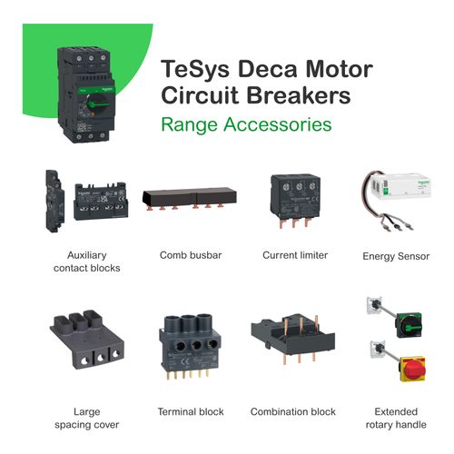 Main product image of 40 Amp 690 VAC 50/60 Hz 3-Pole Bolt-On Clip Thermal Magnetic Trip Motor Circuit Breaker With 9-13A Adjustable Range, 136mm Deep x 132mm High x 55mm Wide, GV3P13