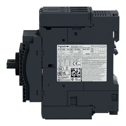 Main product image of 40 Amp 690 VAC 50/60 Hz 3-Pole Bolt-On Clip Thermal Magnetic Trip Motor Circuit Breaker With 12-18A Adjustable Range, 136mm Deep x 132mm High x 55mm Wide, GV3P18
