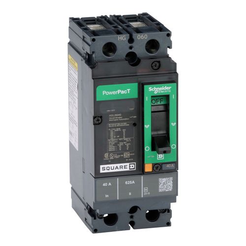 Main product image of 2 Pole Panel Mount Molded Case Circuit Breaker, Thermal Magnetic Trip (50A, 250VDC/600VAC), HDL26050