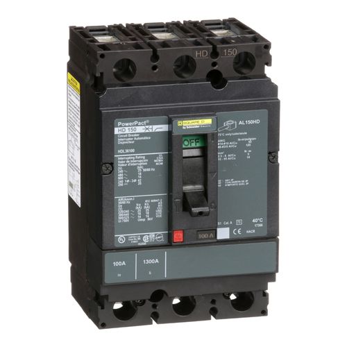 Main product image of 3 Pole Plug In Molded Case Circuit Breaker, Thermal Magnetic Trip (20A, 600VAC), HGA36020