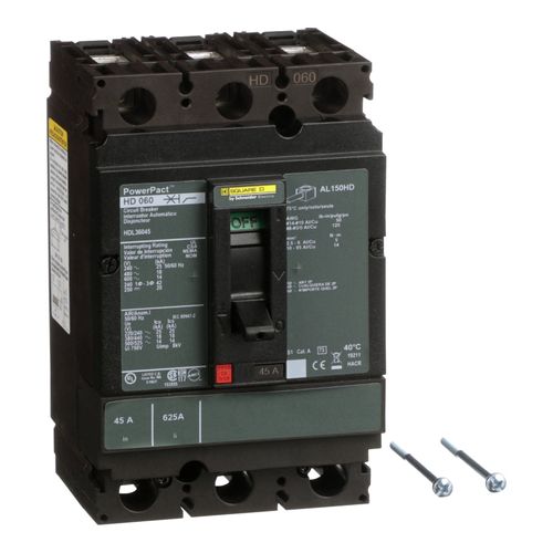 Main product image of 3 Pole Plug In Molded Case Circuit Breaker, Thermal Magnetic Trip (60A, 600VAC), HGA36060