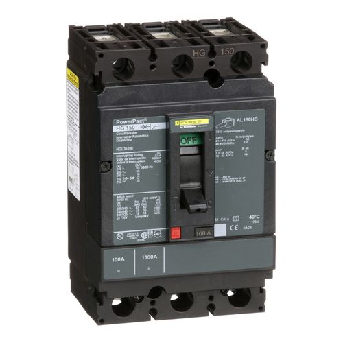 Main product image of 3 Pole Panel Mount Molded Case Circuit Breaker, Electronic Trip (50A, 600V), HJL36050M72