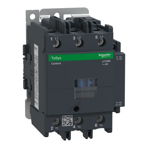 Main product image of 80 Amp 3-Pole NC & NO 480VAC 60 Hz IEC Contactor, LC1D80T6