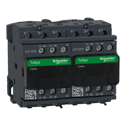 Main product image of 12 Amp 3-Pole NC & NO 120VAC 50/60 Hz Reversing IEC Contactor, LC2D12G7V