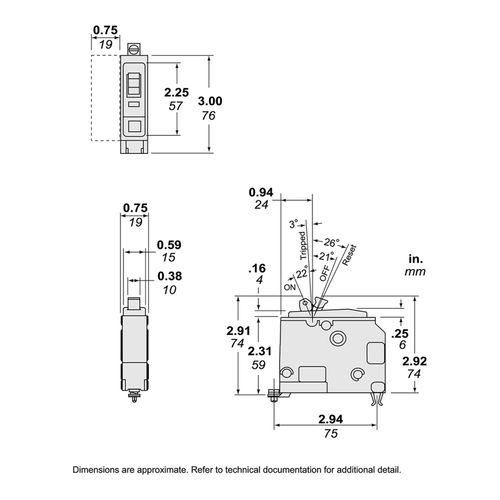 Main product image of Single Pole Bolt On Miniature Circuit Breaker, AC Shunt Trip (15A, 120/240VAC, 10kA), QOB1151021