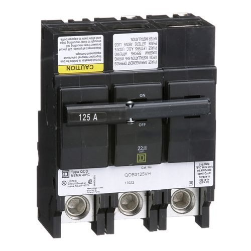 Main product image of 3 Pole Bolt On Miniature Circuit Breaker (125A, 120/240VAC, 22kA), QOB3125VH
