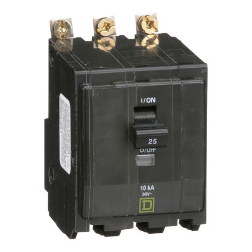 Main product image of 3 Pole Bolt On Miniature Circuit Breaker (25A, 120/240VAC, 10kA), QOB325