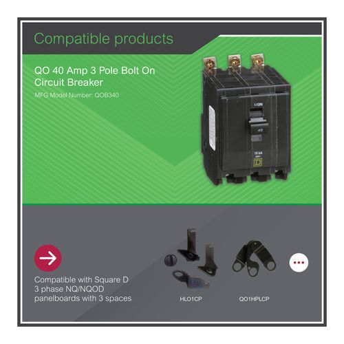 Main product image of 3 Pole Bolt On Miniature Circuit Breaker (40A, 120/240VAC, 10kA), QOB340
