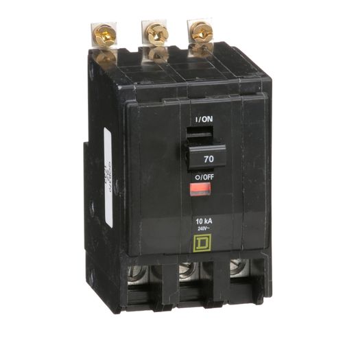 Main product image of 3 Pole Panel Mount Miniature Circuit Breaker (10A, 120/240VAC, 10kA), QOU310