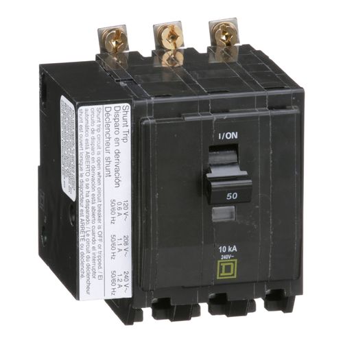 Main product image of 3 Pole Panel Mount Miniature Circuit Breaker (10A, 120/240VAC, 10kA), QOU310