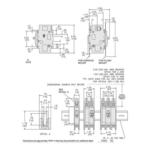 Main product image of 3 Pole Panel Mount Miniature Circuit Breaker (45A, 120/240VAC, 10kA), QOU345