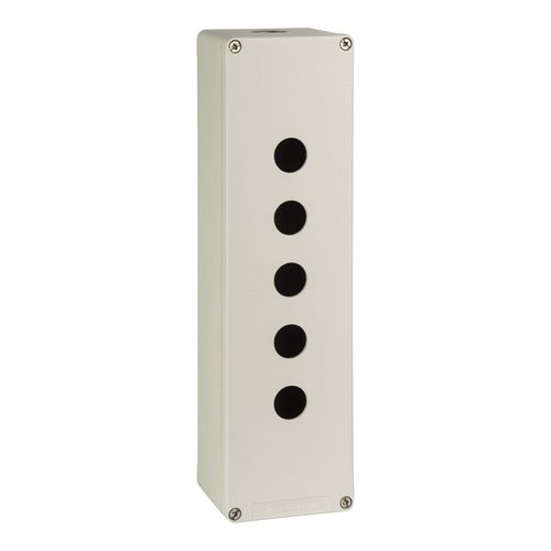 Main product image of 5-Hole 1.58" Hole Dia. Aluminum NEMA 4 & 13 Pushbutton Switch Enclosure, 12.2" High x 3.35" Wide x 3.03" Deep, XAPG59505
