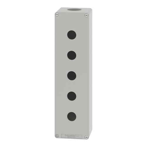 Main product image of 5-Hole 1.58" Hole Dia. Aluminum NEMA 4 & 13 Pushbutton Switch Enclosure, 12.2" High x 3.35" Wide x 3.03" Deep, XAPG59505