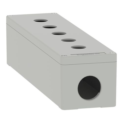 Main product image of 5-Hole 1.58" Hole Dia. Aluminum NEMA 4 & 13 Pushbutton Switch Enclosure, 12.2" High x 3.35" Wide x 3.03" Deep, XAPG59505