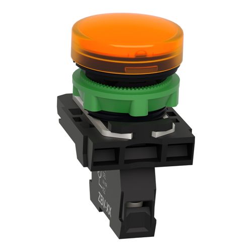 Main product image of 24 VAC/VDC 50/60 Hz 30mm Round Lens LED Vibration And Water Resistant Pilot Light With Screw Clamp Connector (Orange), XB5AVB5