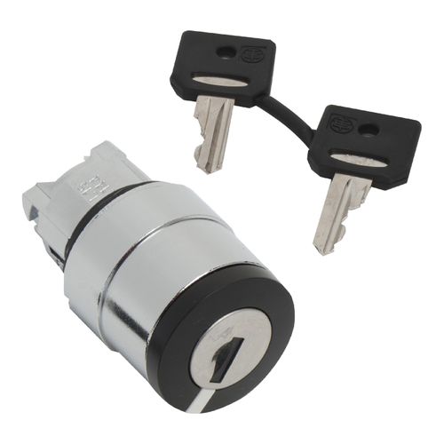 Main product image of 2-Position Maintained (MA) Keyed NEMA 4X & 13 Selector Switch With 520E Key And Left Position Withdrawal (Black), ZB4BG214