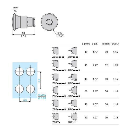 Main product image of 22mm Mounting Hole Dia. Maintained (MA) Round Nonilluminated Push-Button Switch (Orange), ZB4BW653