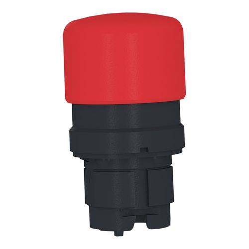 Main product image of 22mm Mounting Hole Dia. Momentary (MO) Round Nonilluminated Mushroom Push-Button Switch (Red), ZB5AC44
