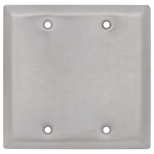 Main product image of 2-Gang Stainless Steel Square Blank Wall Plate, Box Mount