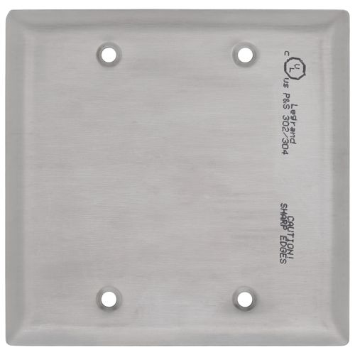 Main product image of 2-Gang Stainless Steel Square Blank Wall Plate, Box Mount