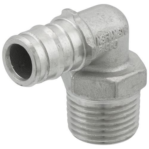 Main product image of 1/2" 304 Stainless Steel Expansion PEX x 1/2" Male 90-Degree Elbow