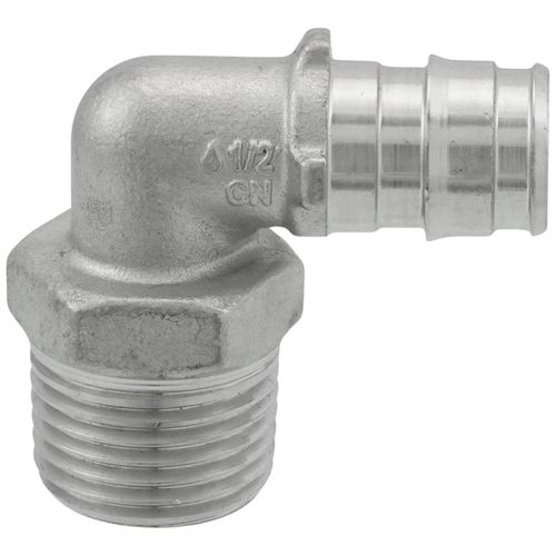 Main product image of 1/2" 304 Stainless Steel Expansion PEX x 1/2" Male 90-Degree Elbow