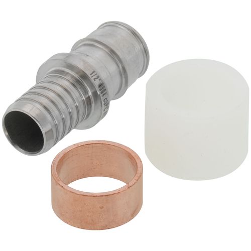 Main product image of 1/2" 304 Stainless Steel Expansion PEX x 1/2" Polybutylene Coupling