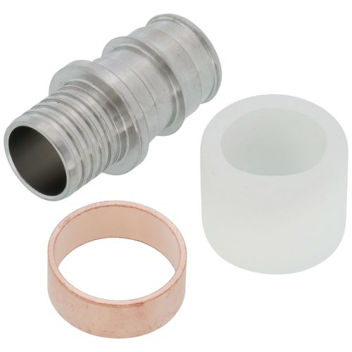 Main product image of 3/4" 304 Stainless Steel Expansion PEX x 3/4" Polybutylene Coupling