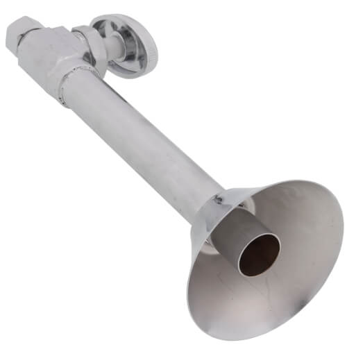 Main product image of 1/2" Sweat x 3/8" OD Comp. Multi Turn Straight Stop Valve w/ 5" Ext. & Escutcheon, Lead Free (Chrome)
