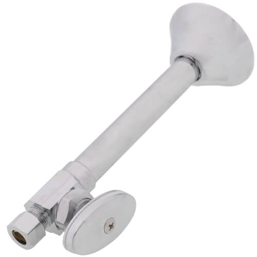 Main product image of 1/2" Sweat x 3/8" OD Comp. Multi Turn Straight Stop Valve w/ 5" Ext. & Escutcheon, Lead Free (Chrome)