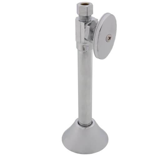 Main product image of 1/2" Sweat x 3/8" OD Comp. Multi Turn Straight Stop Valve w/ 5" Ext. & Escutcheon, Lead Free (Chrome)