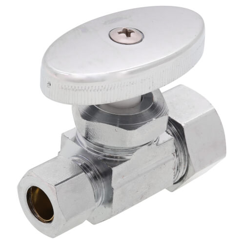 Main product image of 1/2" Nom Compression (5/8" OD) x 3/8" OD Compression Multi Turn Straight Stop, Lead Free (Chrome)