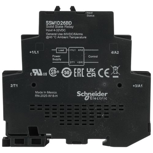 Main product image of Harmony Solid State Modular Relay, 1PH, DC Switching, 1 NO (6A, 4-32 VDC in, 1-60 VDC out)
