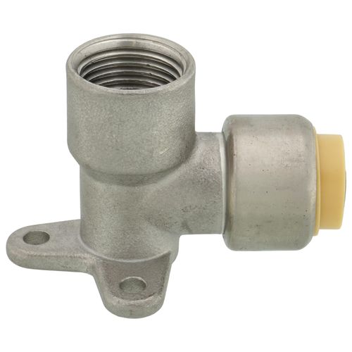 Main product image of 1/2" CTS x 1/2" FNPT 304 Stainless Steel Push-Fit 90-Degree Drop Ear Elbow (Lead Free)