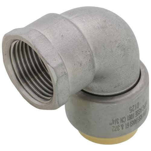 Main product image of 3/4" CTS x 3/4" FNPT 304 Stainless Steel Push-Fit 90-Degree Elbow (Lead Free)