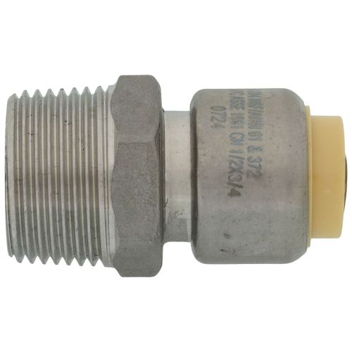 Main product image of 1/2" CTS x 3/4" MNPT 304 Stainless Steel Push-Fit Adapter (Lead Free)