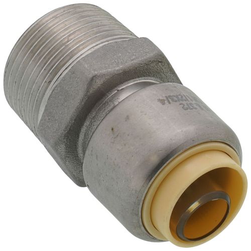 Main product image of 1/2" CTS x 3/4" MNPT 304 Stainless Steel Push-Fit Adapter (Lead Free)
