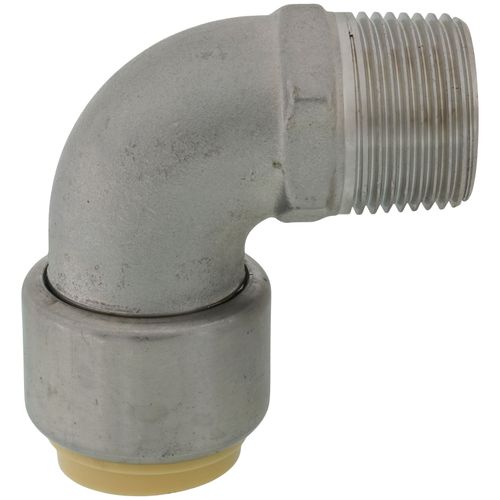 Main product image of 3/4" CTS x 3/4" MNPT 304 Stainless Steel Push-Fit 90-Degree Elbow (Lead Free)