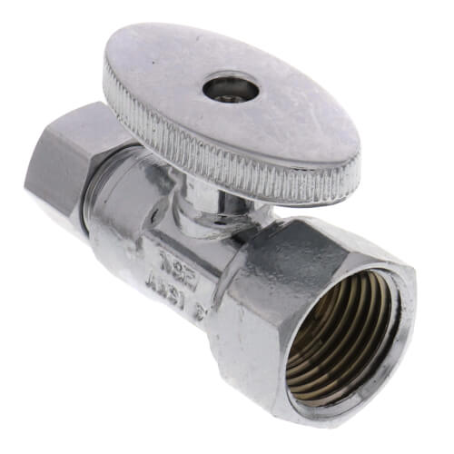 Main product image of 1/2" FIP x 3/8" OD Comp. 1/4 Turn Straight Stop Valve, Lead Free (Chrome)