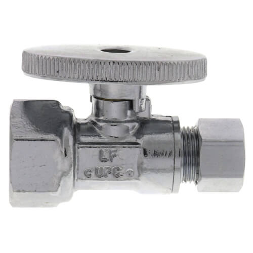 Main product image of 1/2" FIP x 3/8" OD Comp. 1/4 Turn Straight Stop Valve, Lead Free (Chrome)