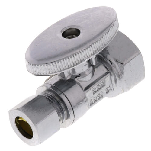 Main product image of 1/2" FIP x 3/8" OD Comp. 1/4 Turn Straight Stop Valve, Lead Free (Chrome)