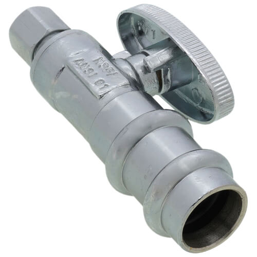 Main product image of 1/2" Press x 1/4" OD Compression Quarter Turn Straight Stop Valve, Lead Free (Chrome Plated)