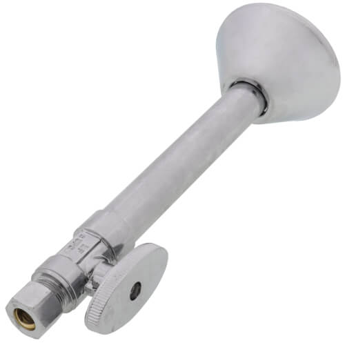 Main product image of 1/2" Sweat x 3/8" OD Compression Straight Stop w/ Bell Escutcheon, Lead Free (Chrome)