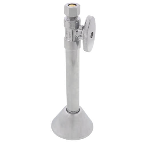 Main product image of 1/2" Sweat x 3/8" OD Compression Straight Stop w/ Bell Escutcheon, Lead Free (Chrome)