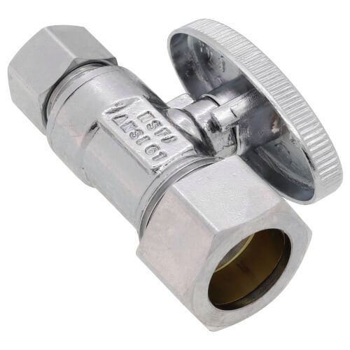 Main product image of 1/2" Nom Comp x 3/8" OD Comp 1/4 Turn Straight Stop Valve, Lead Free (Chrome)