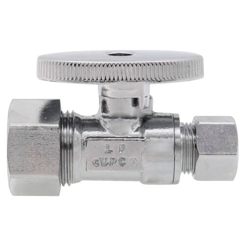 Main product image of 1/2" Nom Comp x 3/8" OD Comp 1/4 Turn Straight Stop Valve, Lead Free (Chrome)
