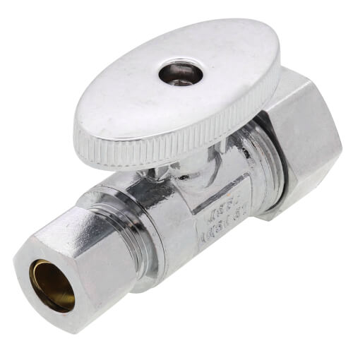 Main product image of 1/2" Nom Comp x 3/8" OD Comp 1/4 Turn Straight Stop Valve, Lead Free (Chrome)