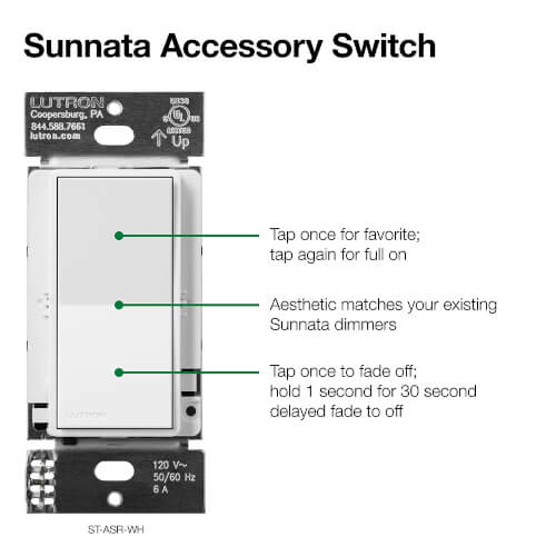 Lutron Sunnata Touch Fan Control – 4-Speed, Single-Pole, Neutral Wire Required, White (ST-FSQ-N-WH)