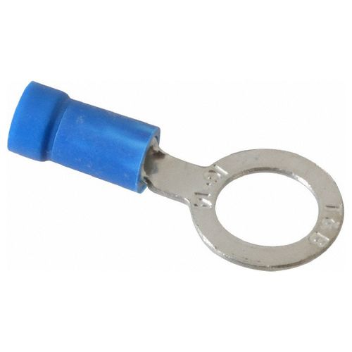 Main product image of D Shaped Ring Terminal, Vinyl Insulated, 18-14 AWG, Crimp 1.15" Long, Blue (Pack of 100), 14RB-516